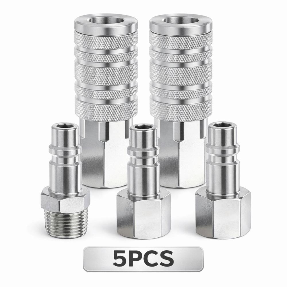 5pcs 300PSI Industrial Air Connect Fitting 1/2in NPT Pneumatic Tool Adapter  Air Compressors