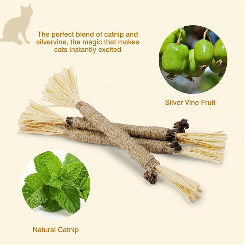 Cat Grinding Teeth Stick Wooden Polygonum Stick Bite Combination New Cat Toy Teeth Grinding Biting Stick Tooth Stain Removal Toy