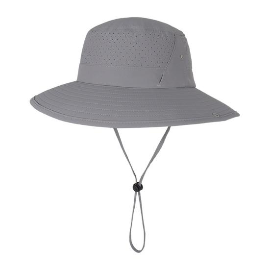 Bob en maille respirante à séchage rapide, protection solaire UPF, large bord, coupe-vent, avec cordelette, idéal pour la randonnée et la pêche.