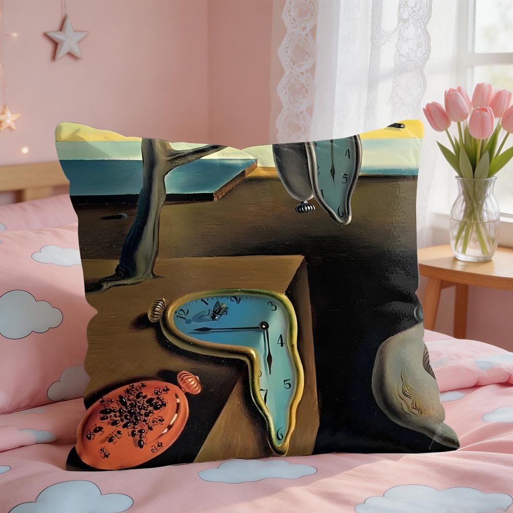 SSalvador Dali Abstract Cushion Cover Square Short Plush Pillow Case Living Room Sofa Home Decor Funda X