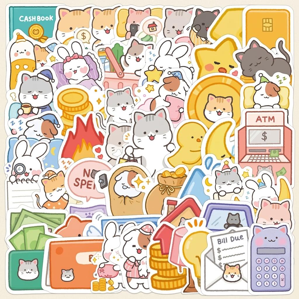 50Pcs Cute Rabbit-Stickers Waterproof Pet Material for Phone Laptop Luggage Decoration