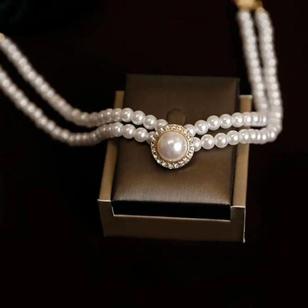 

French Style Mulitilayered Pearls Necklace Vintage Jewelry Set Party