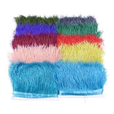 Colored 6-8cm Ostrich Trim 1M 5M 10M for Crafts Wedding Dress Clothing Decoration Feather Fringe Ribbon Trim for Sewing Flecos