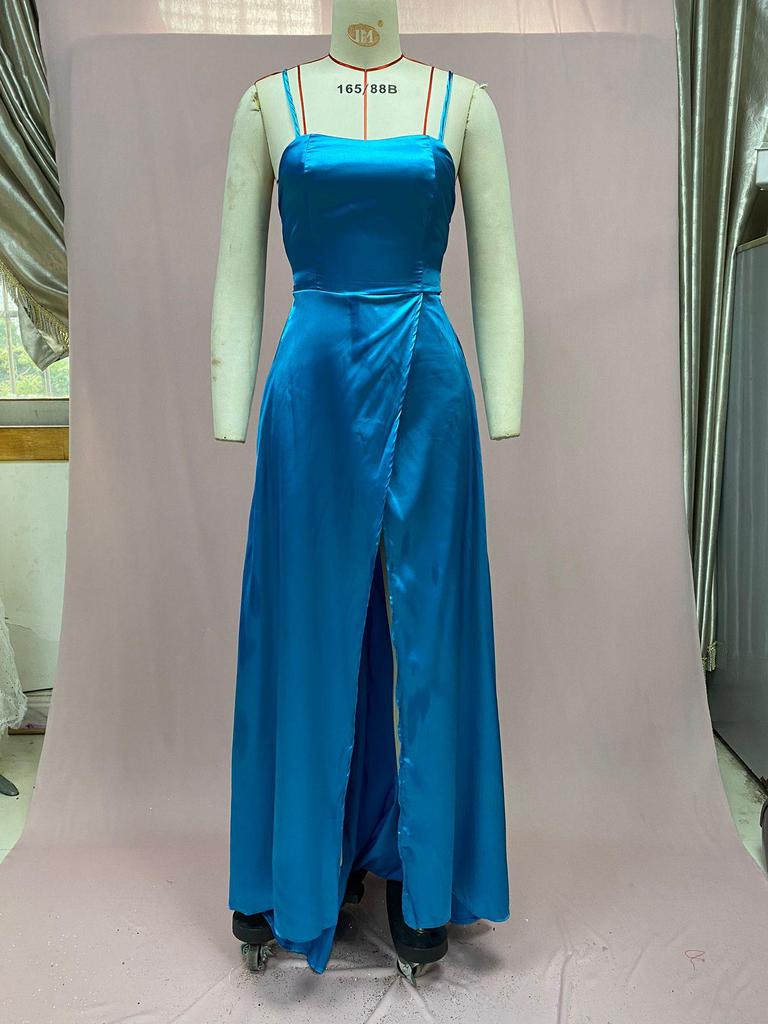 2025 Dlouhé zeštíhlující šaty pro družičky s odhalenými rameny - Jednobarevné evropské a americké večerní módy