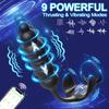 Anal Sex Toy with Cock Ring Thrusting Prostate Massager Taint Testicle Stimulator Remote Control Butt Plug Penis Ring Vibrator