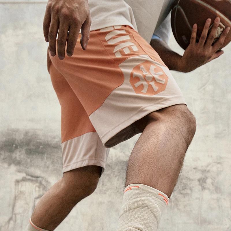 Li-Ning Badfive Series Letter Print Spliced Elastic Waist Straight Leg Quick Dry Track Training Shorts Men Bottoms AAPT045-6