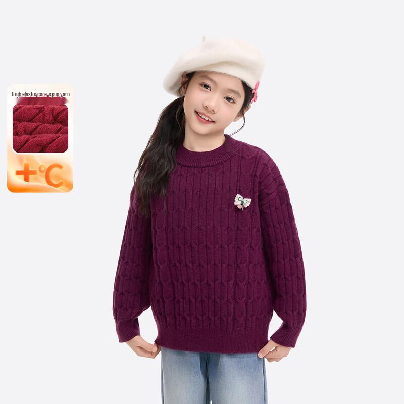 Xiaoyinman Girls  Winter Pullover Sweater with 3D Bow 150