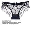 Damen Spitzen-Strings, niedrige Taille, durchsichtige Höschen mit Schleife, sexy Spitzen-Netz-Slips, ultradünne, atmungsaktive Bikini-Unterwäsche