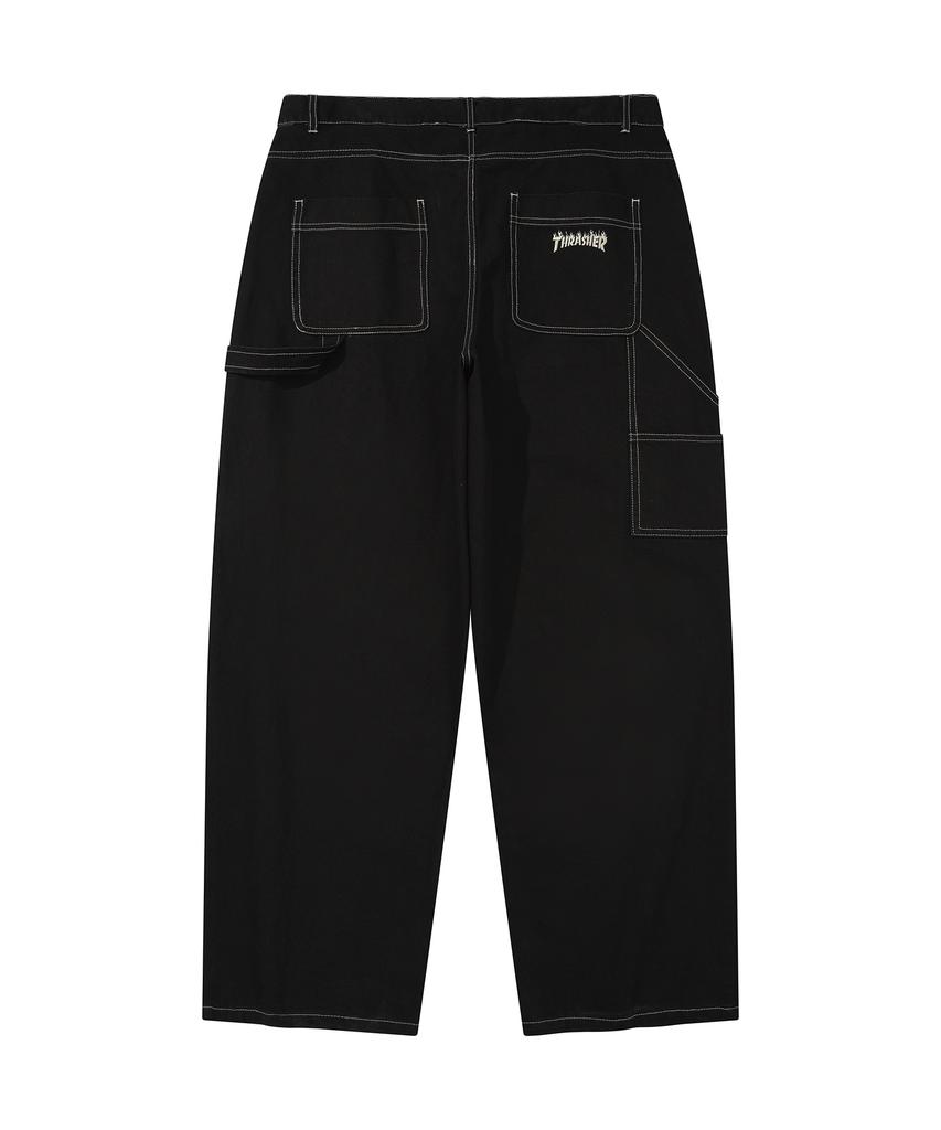 Treasure Flame Stitch Carpenter Pants Black