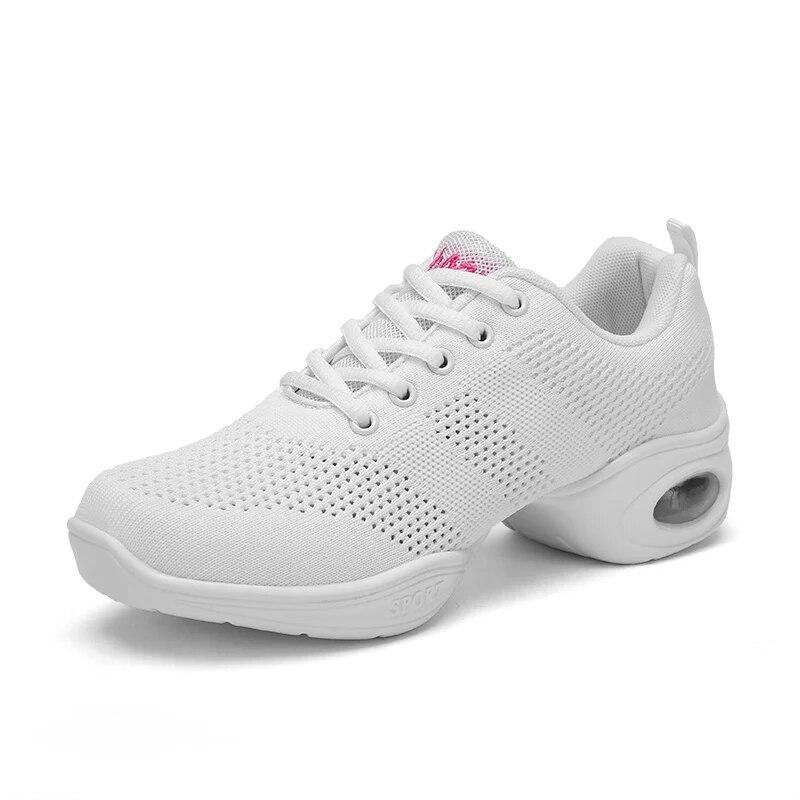 Women Lightweight Profession Dance Shoes Breathable Modern Jazz Casual Sneakers Non Slip Mid Heel Jogging