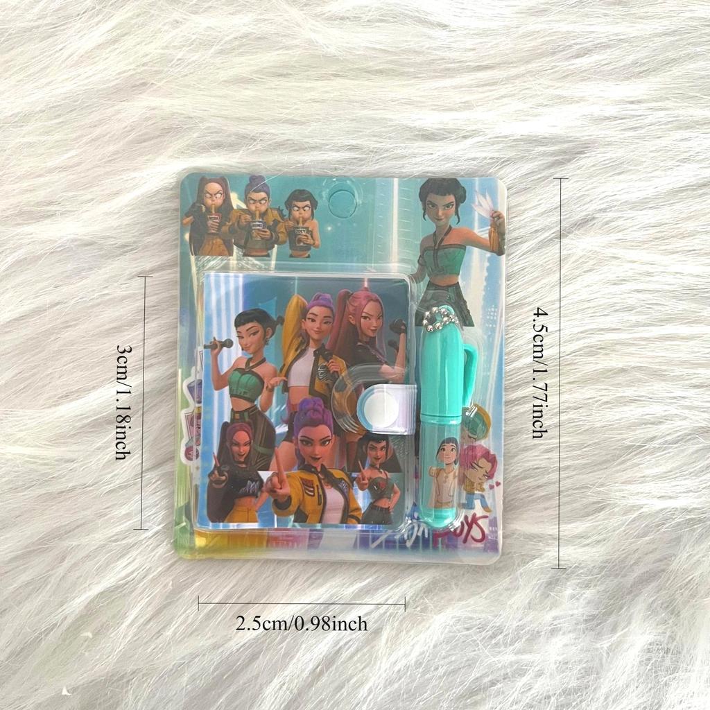 Student Reward Mini Notebook Demon Hunters Animation Design with Ballpoint Writing Tool Travel-Friendly Pocket Small Stationery Present