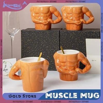 Muscle Ceramic Mug Breakfast Milk Coffee Mugs with Handle Gift Box Birthday Gift Office Household Funny Cups Drinking Utensils