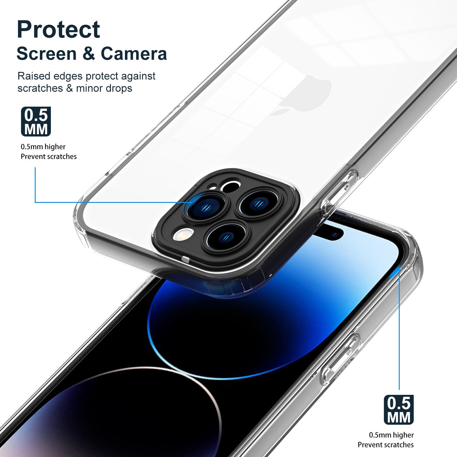 

For iPhone 15 Pro Case TPU+PC Color Frame Anti-scratch Clear Phone Cover Black