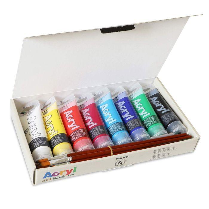 Box of 8 Acrylic Paints and Accessories