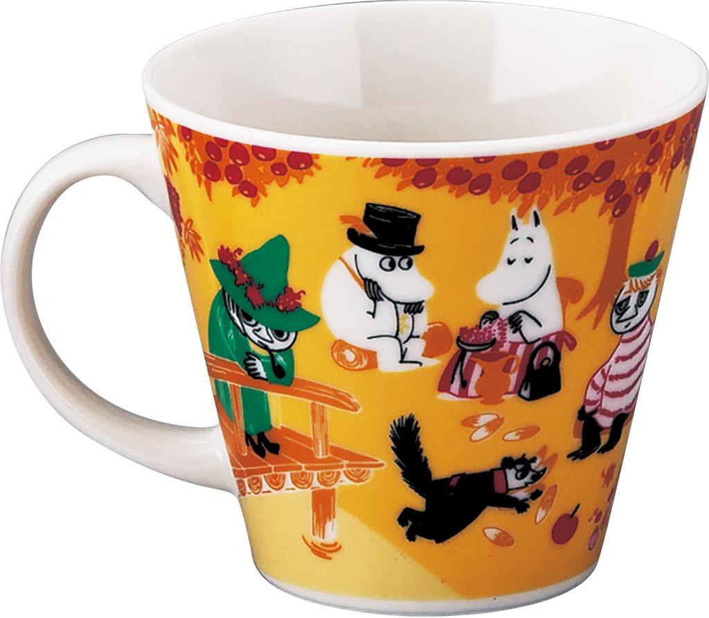 Yamaka Shoten MOOMIN "Four Seasons" Large Mug, 340ml, Diameter: Approx. 10 x 9cm, Autumn, Birthday Gift, Tableware, Made in Japan, Yellow, MM9603-11