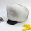 Fox Fur Hat Women Fluffy Brim Winter Warm Snow Cap Female Outdoor Fluffy Bomber Hat Winter Woman   Fur Cap Hat