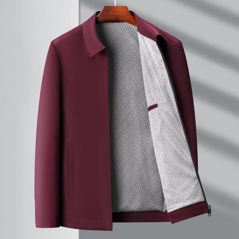 Dad's Lapel Jacket Spring and Autumn New Civil Servant Business Jacket Men's Middle-aged and Elderly Mulberry Silk Loose Top
