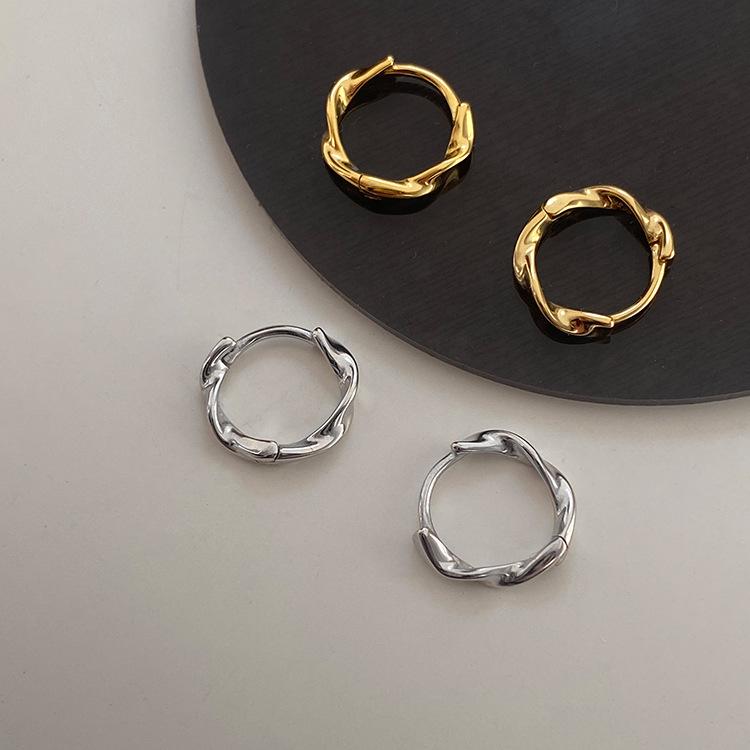 

Минималистичные серьги Мёбиуса из серебра S925 - Универсальный женственный набор из серег-колец и каффов