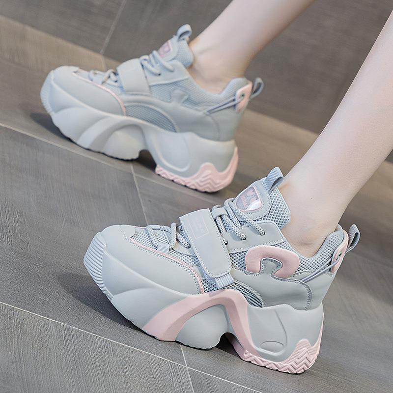 Grubosolowe buty tatusia damskie jesienne grubosolowe z wewnętrzną podwyżką casualowe buty damskie