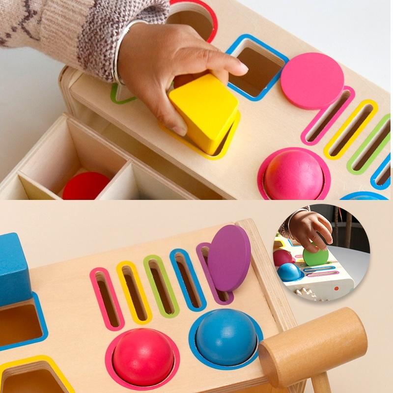 Montessori Wooden Sorting Stacking Toy for Kids Drawer Box Busy Board Matching Game Color Shape Sorting Toys Fine Motor Sensory
