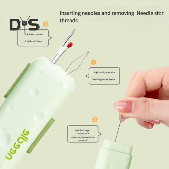 3-i-1 Nåletreder Sømspretter Nåloppbevaringsboks Håndsøm Broderi Korssting Nåletreding Trådfjerningsverktøy