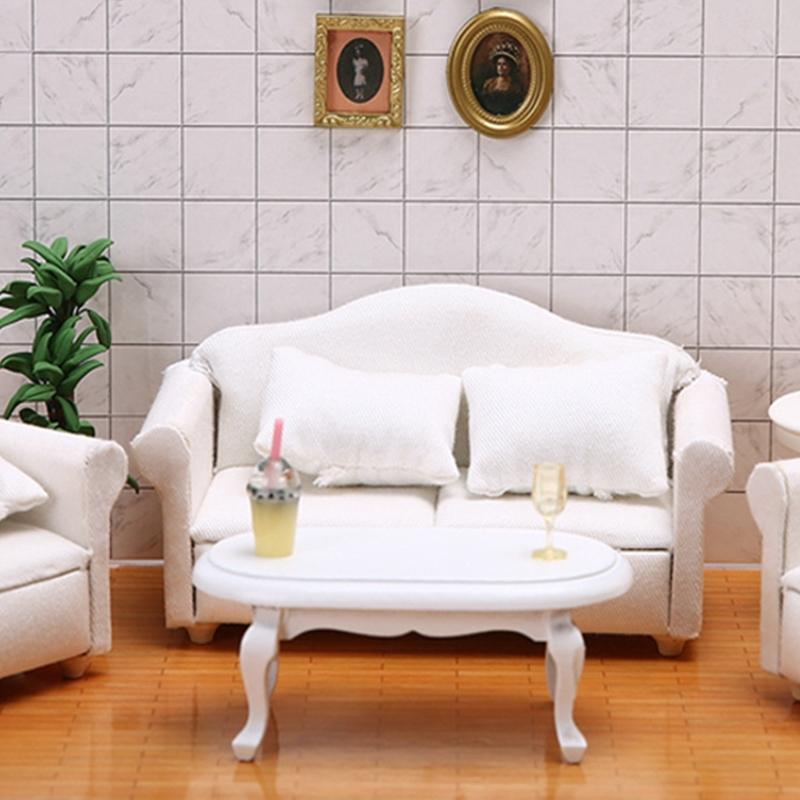1:12 Miniature Sofa Model Figurine For Doll House With Wooden Frame And Soft Fabric Cover For Realistic Scene Decoration