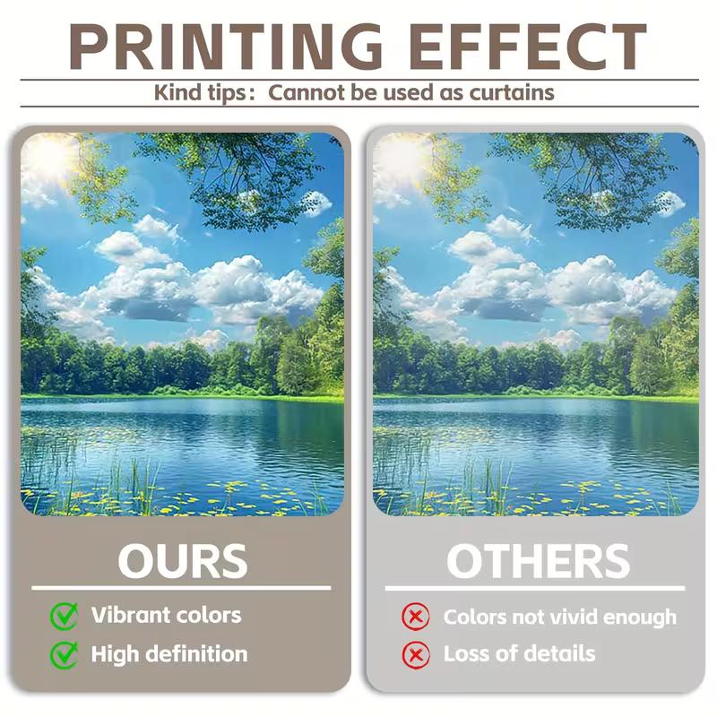 2D Summer Lake Backdrop, Green Forest with Sunlight Photography Background