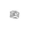 Stainless Steel Multi Layer Hollow Wide Rings for Women Men Classic Retro Texture Chunky Opening Rings Party Jewelry Accessories