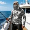 Men's Casual Camouflage Print Hooded Long Sleeve Sun Protection Shirt Lightweight Breathable Outdoor Sports Top with Zipper Pocket