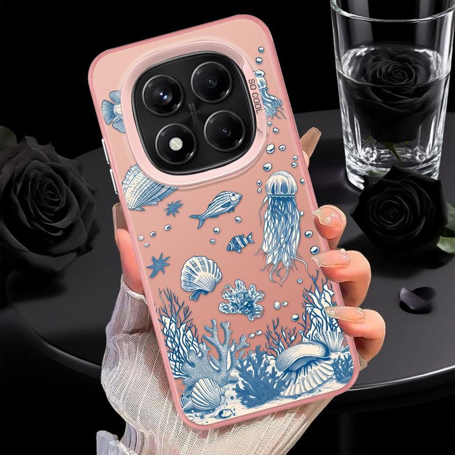 Phone Cover Case for Xiaomi Redmi Note 14 14C 12C 11 Pro 10 A2 A1 Note 13 12 Pro Plus 12 13C Colorful Silver Marine Organisms