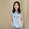 Korean-Style Girls' Cotton Sleeveless Polo Shirt - Trendy Summer Top for Middle & Older Children