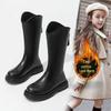 Svarta ridstövlar för flickor - Höst/Vinter 2025 Brittisk stil, med sammetsfoder