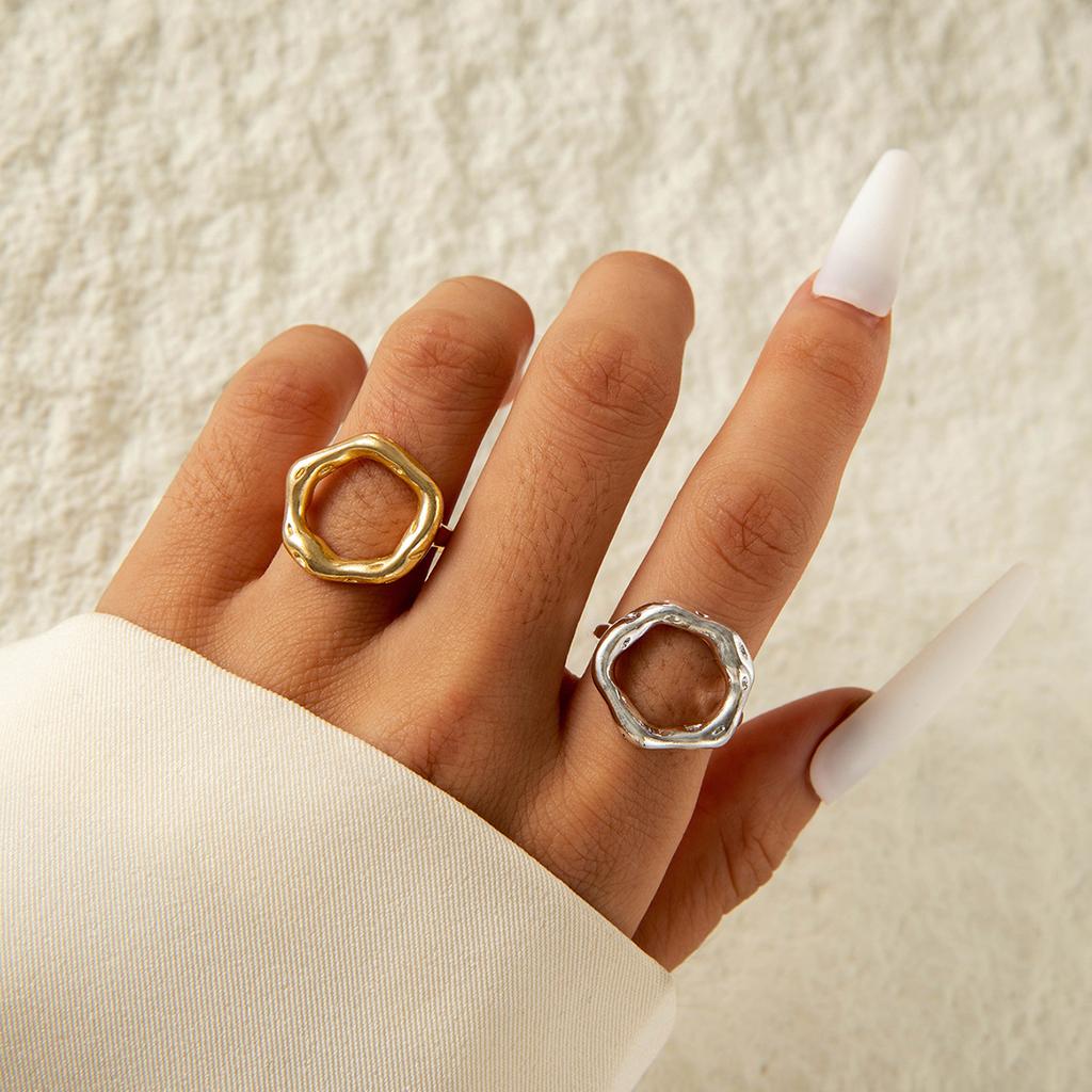 European and American Simple Straight Line Adjustable Ring, Hip-hop Style, Geometric Irregular Opening Bow Ring