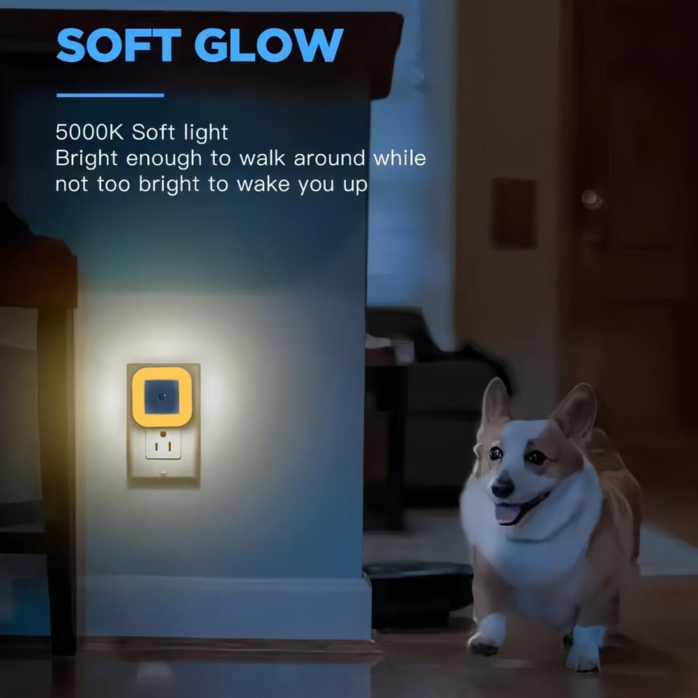 Mini LED Night Light EU Plug-In Led Light Eye Protection Night Light Lamp Square Shape Sensor Nights Lamp For Bedside