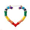 Rainbow Heart Shaped Couple Earrings Fashionable Alloy Jewelry Ear Adornment For Romance Pair Matching Accessories