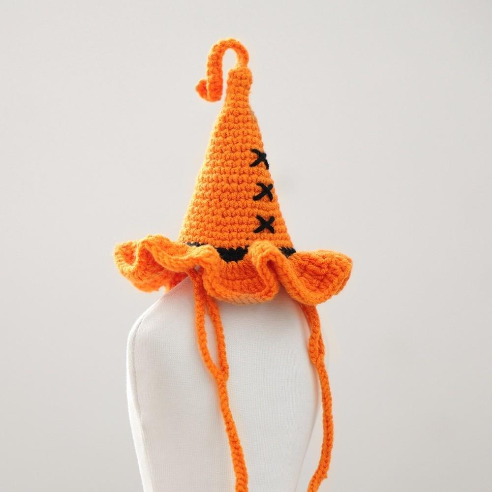 Breathable Halloween Dog Hat Pumpkin Halloween Cat Headgear Creative Woven Pets Wizard Hat  Cosplay