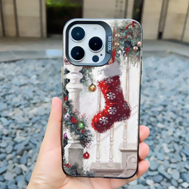 Christmas Snow Tree Phone Case For iPhone 16 Pro Max 15 14 13 12 11 Pro Max 13 Mini 15 14 Plus Shockproof Laser Back Cover Funda