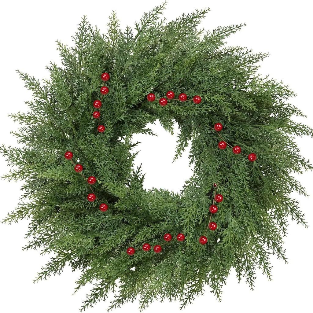 Luxury Christmas Wreath with Red Berries for Door or Wall, Indoor or Outdoor Holiday Decoration