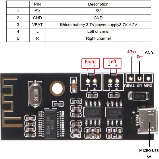 MH-M18/M28/M38 MP3 Decoder Board Bluetooth 4.2 5.0 Audio Module MP3 Receiver Board Wireless Stereo Sound Module (M38)