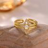 Fashion Gold Color Open Rings For Women Zirconia Moon Star Cross Adjustable Finger Ring Flower Romantic Aesthetics Jewelry Gift