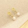 New product temperament: gold-plated diamond-encrusted calla lily flower earrings, simple and versatile, freshwater pearl small earrings, silver needl