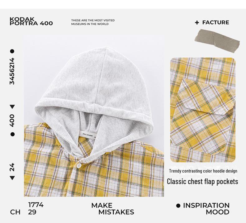 Camicie a quadri con cappuccio da ragazzo 2025: Stile coreano alla moda per bambini