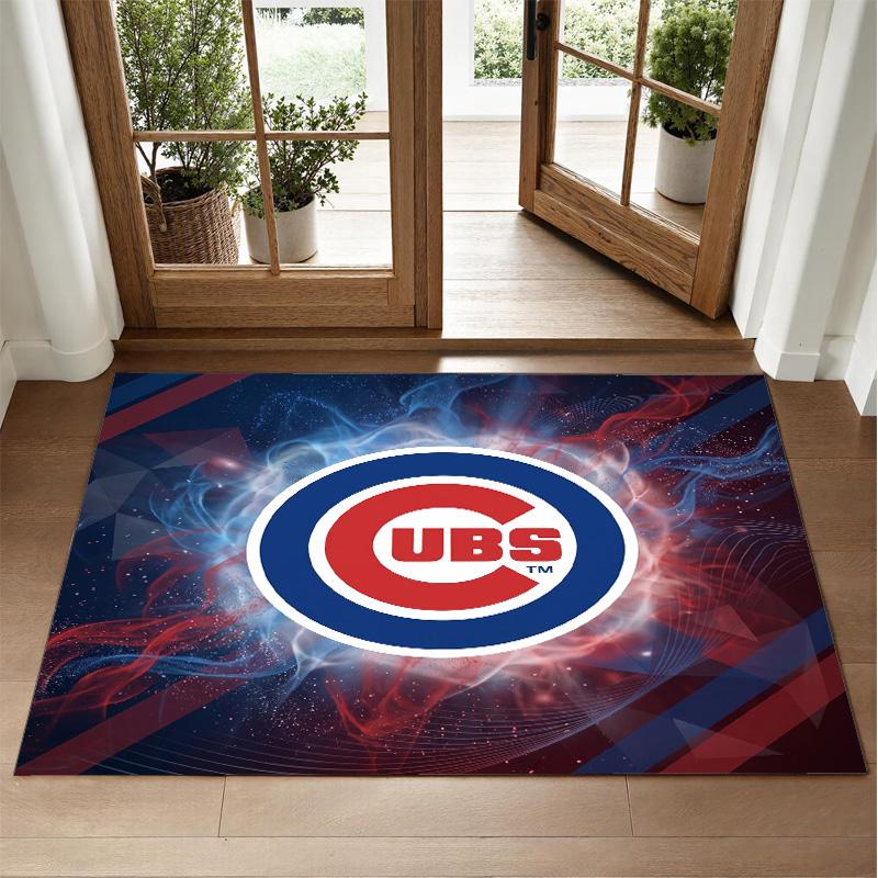 Chicago Cubs Design Crystal Velvet Rug Soft Decorative Mat for Bedroom Entrance