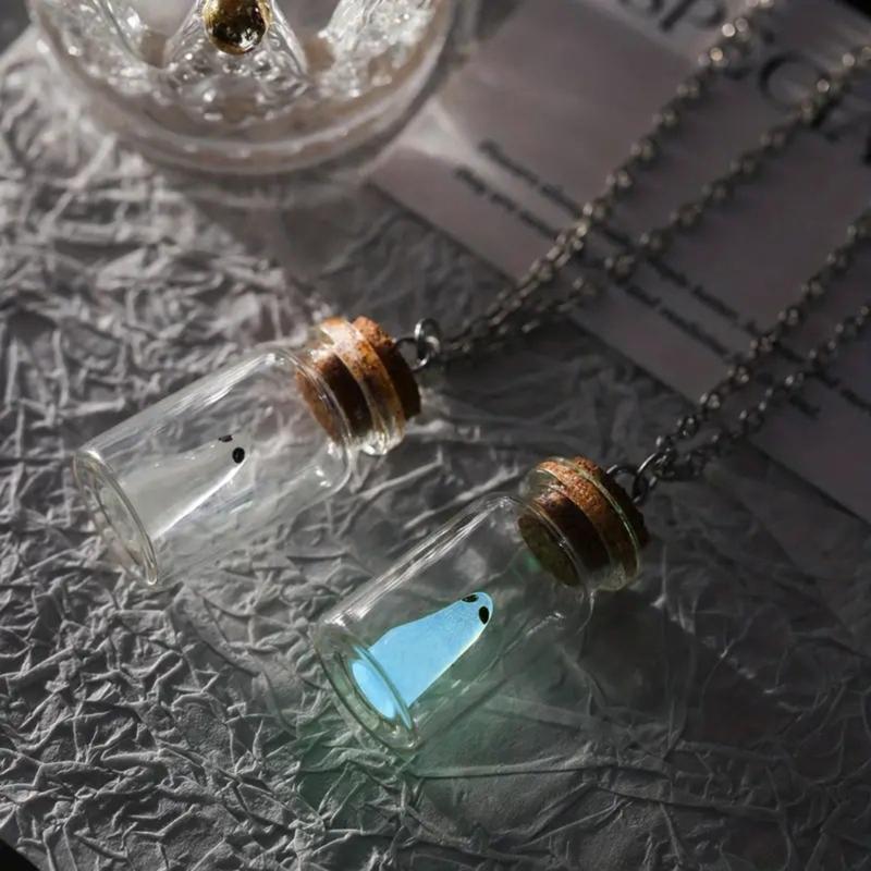 Spirits In A Bottle Pendant Necklace Halloween Adjustable Length Clavicular Chains Women Men Costume Accessory Jewelry
