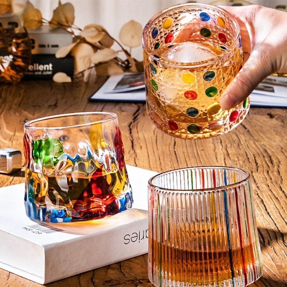 Bar Accessory With Base Spinning Whiskey Glass Clear Thickened Brandy Glass Rotating Wine Cup Beer