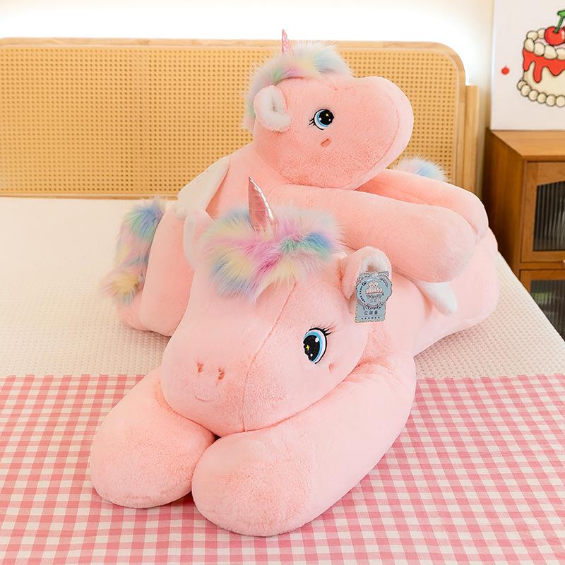 Rainbow Unicorn Pony Girl Doll Children's Plush Toy Doll Sleeping with Pillow Birthday Gift