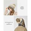 Women's Fair Isle Pompom Knitted Hat - Retro Jacquard Wool with Ear Protection for Winter Warmth