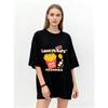 Oversized T-Shirt Black Candy Knife Fries And Chicken Snacks Print Casual Streetwear For Women Summer Fashion