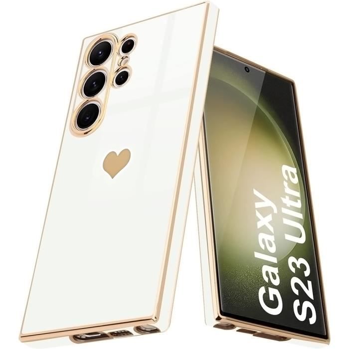 Coque de protection - Booling - pour Samsung Galaxy S23 Ultra - Souple TPU - Motif Cœur - Anti-Rayure