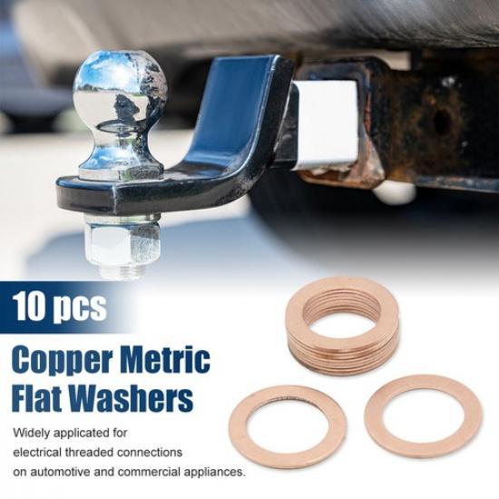 

M17 x 25mm x 1mm Copper Crush Washers Flat Car Sealing Gaskets Plate Rings 10pcs